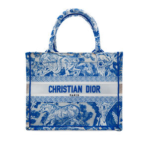 Pre-Loved Dior Small Canvas Embroidered Toile De Jouy Sauvage Book Tote